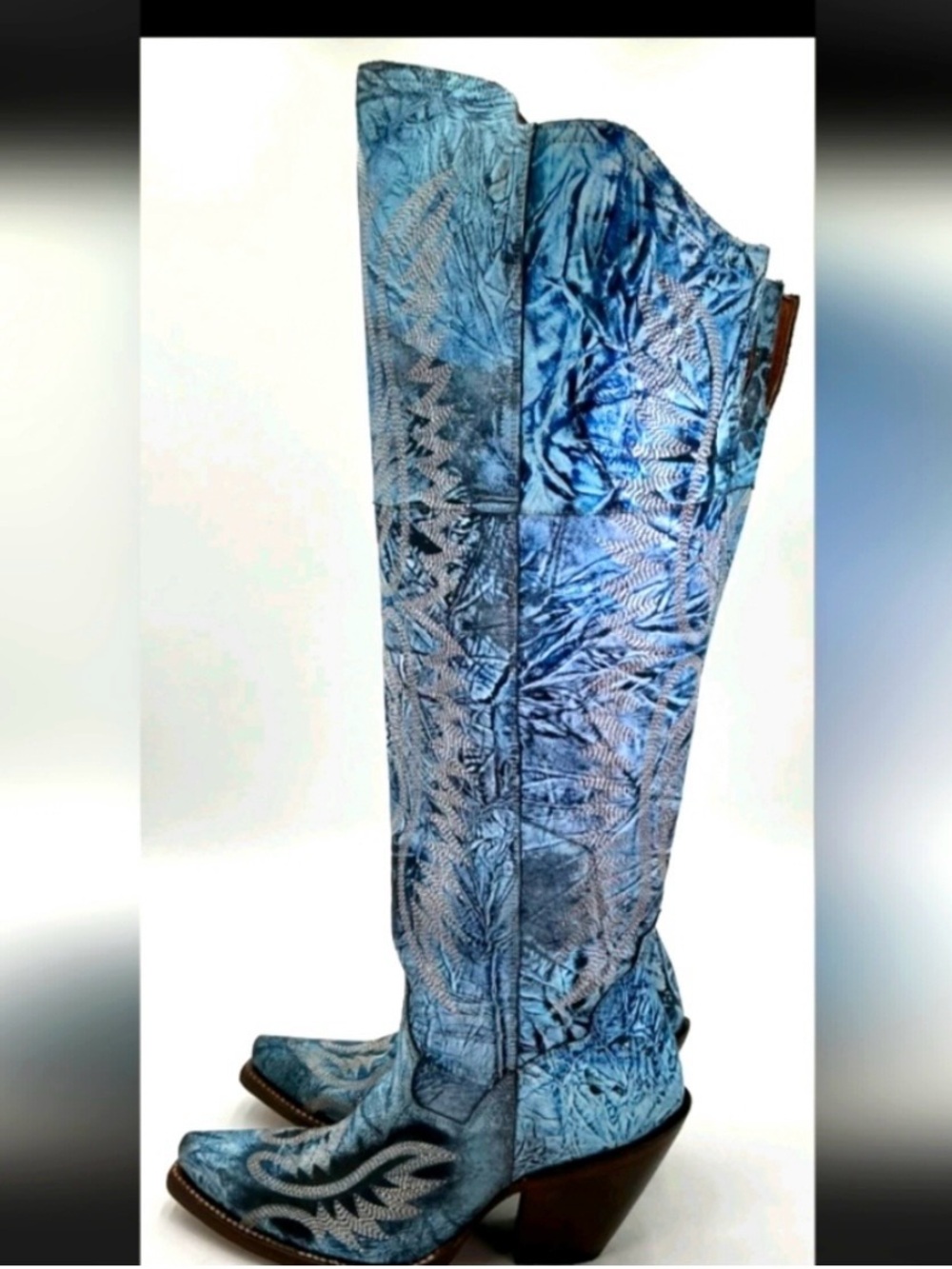 Dan Post Blue and Silver Heeled Boots - Picture 3 of 4